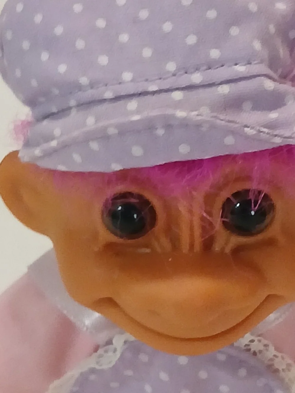 VTG Russ Berrie Pink Hair Purple Outfit Troll Doll 5